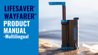 Wayfarer product manual with pump on a beach background