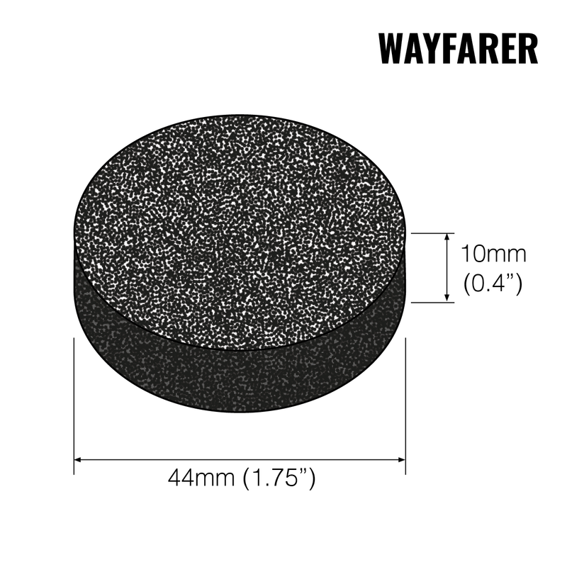 Load image into Gallery viewer, Graphic showing the dimensions of a Wayfarer Carbon filter
